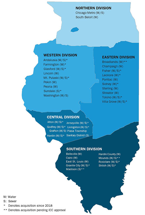 Illinois American Water Servicen Areas Map